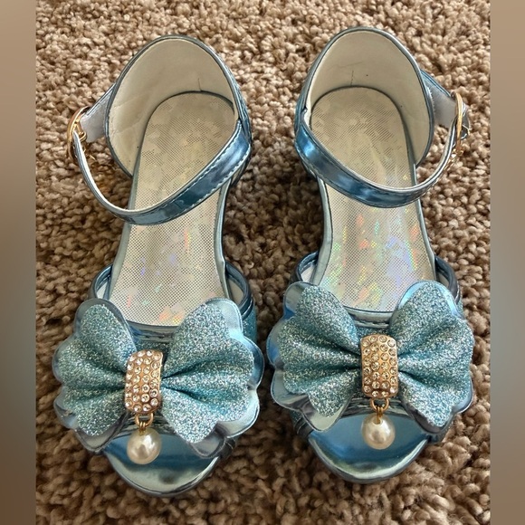 Other - Toddler Girls Blue Glitter Dress Shoes | Bow & Pearl Detail | Size 8